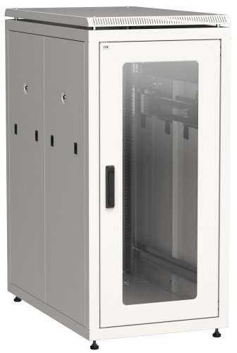 ITK Шкаф сетевой напольный 19" LINEA N 24U 600х1000мм стеклянная передняя дверь, задняя перфорированная серый | код LN35-24U61-GP | IEK